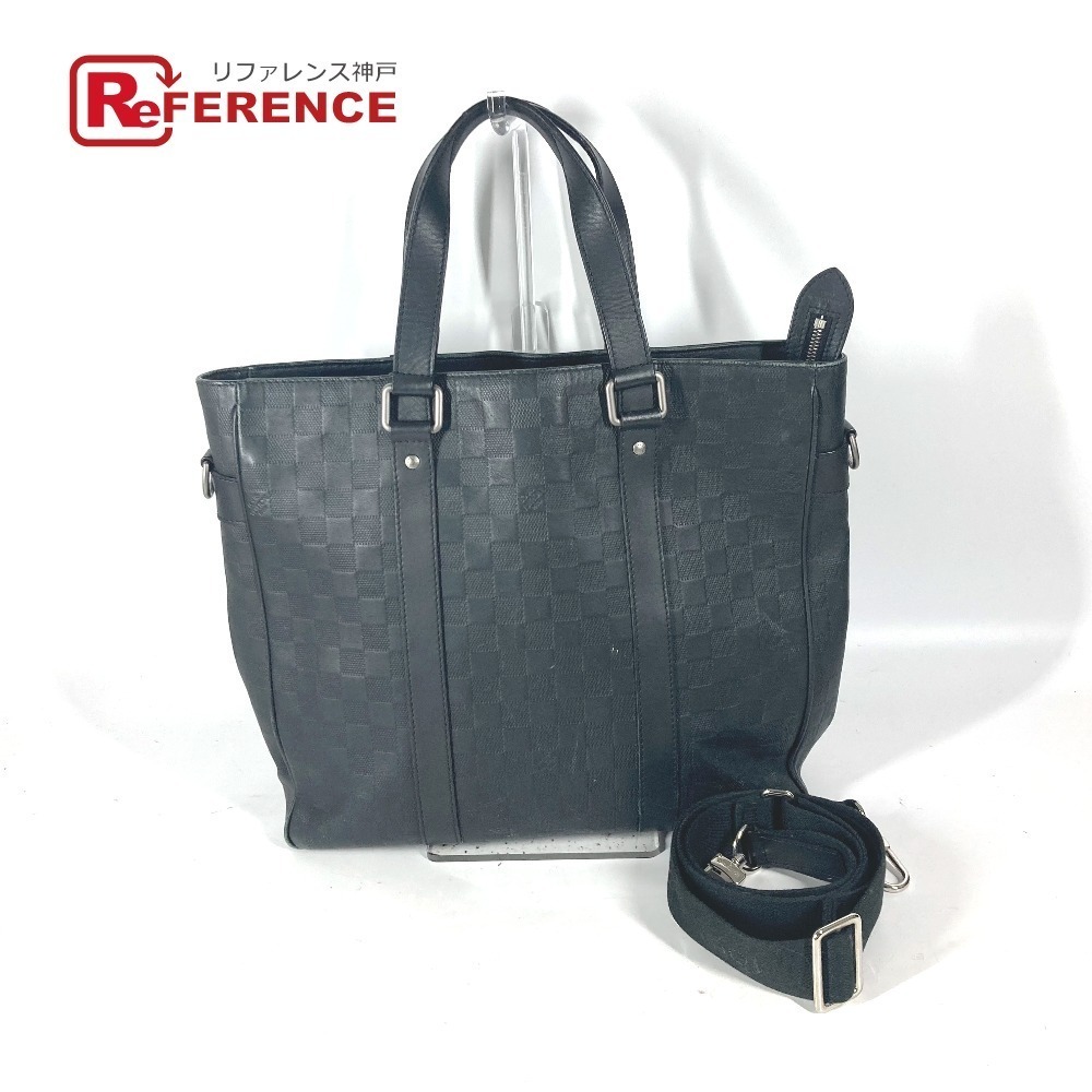 LOUIS VUITTON Damier Infini Black Tadao Bag Shoulder Crossbody Tote Onyx Black